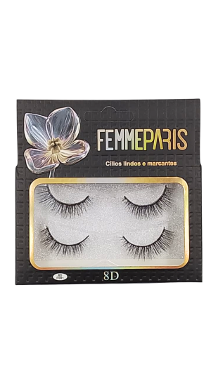 FEMMEPARIS CILIOS POSTIÇOS 8D F001 C/2 PARES 