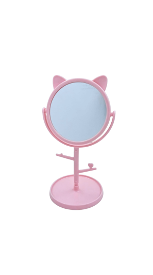 ESPELHO GATINHO  C/PORTA JOIAS  ROSA