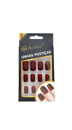 REAL LOVE UNHA POSTIÇA C/12 BORDÔ