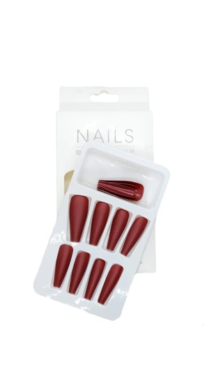 NAIL UNHA POSTIÇA C/12 BORDÔ