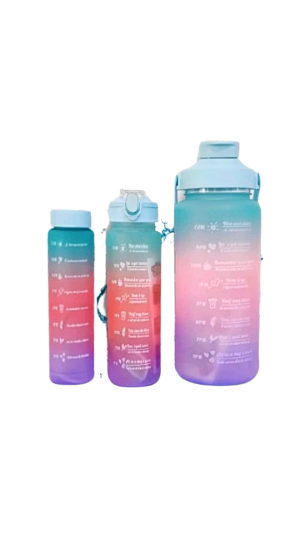 KIT GARRAFA MOTIVACIONAL COM 3 UNIDADES AZUL CLARO 2